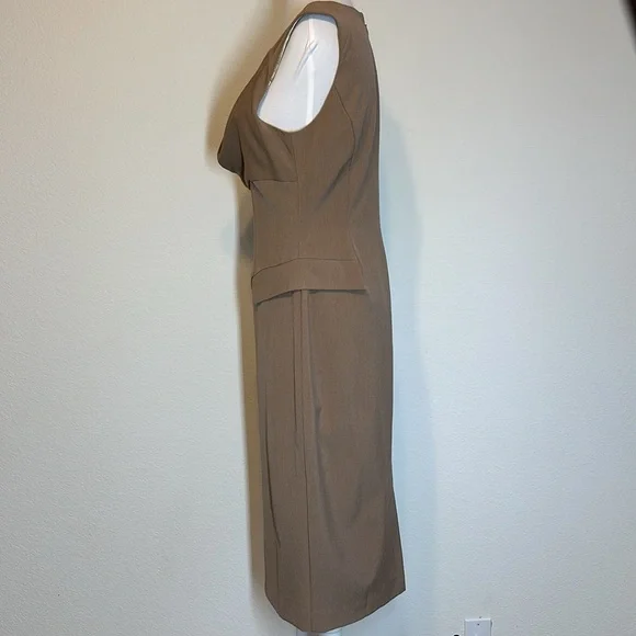 Boston Proper Cowl Neckline Sheath Dress Taupe Tan Size 10 - Picture 3 of 14